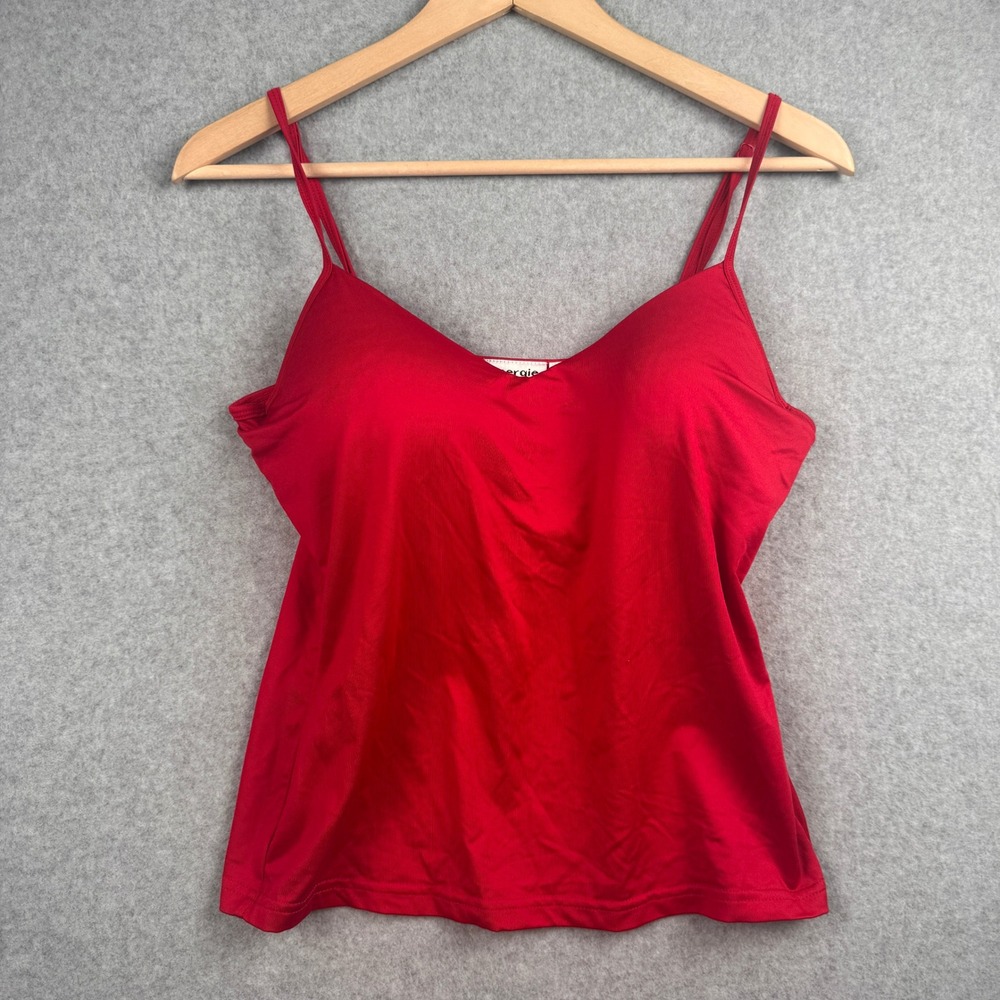 Vintage Energie Camisole Womens XL Red Built In Bra Y2K 90s Tank Stretch Padded